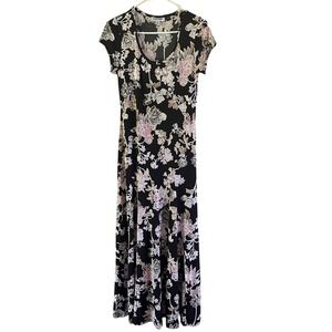 Shelby & Palmer Women's‎ Maxi Dress Floral Print Casual Black Dress Size Small